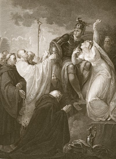 St. Augustine before Ethelbert, engraved by A. Smith, illustration from David Hume